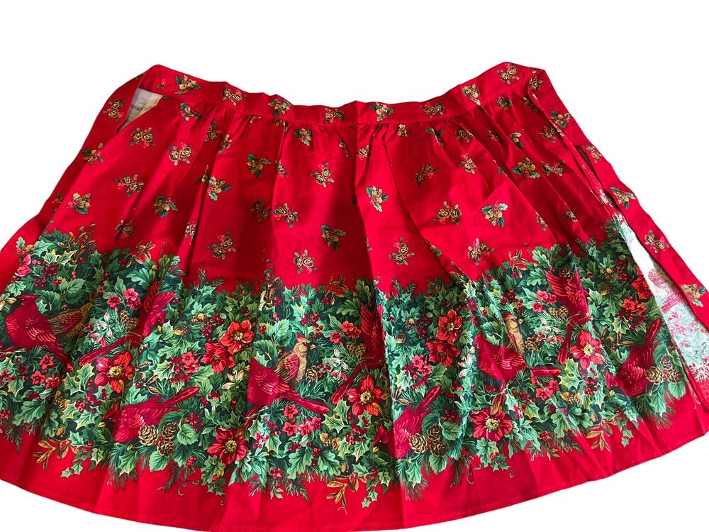 Vintage Cardinal Christmas Half Apron
